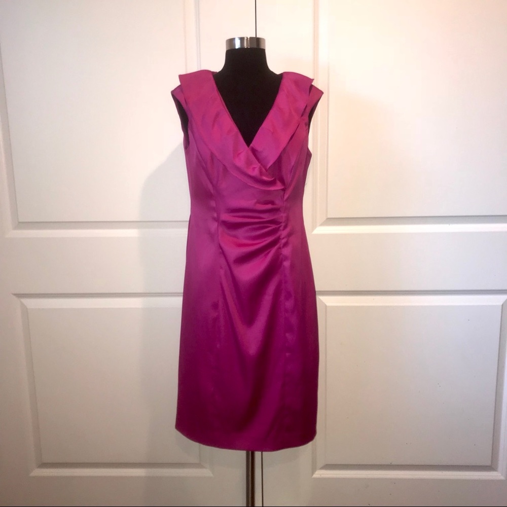 Evan Picone Silk Ruffle Midi-Dress